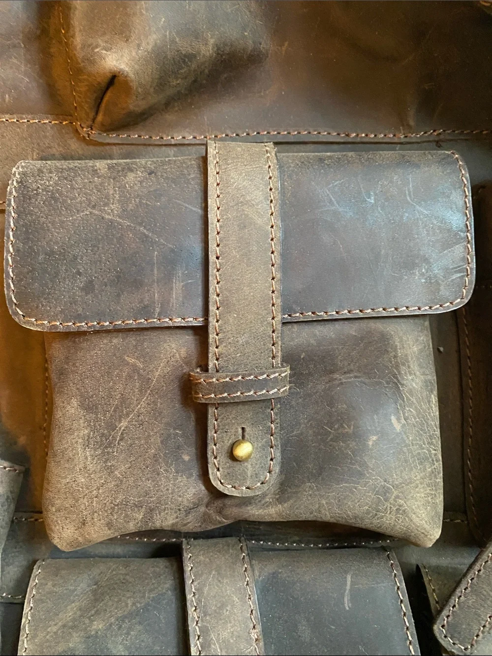 LUXEORIA Multi Pocket Bafallo Leather Laptop Utility Backpack Brown